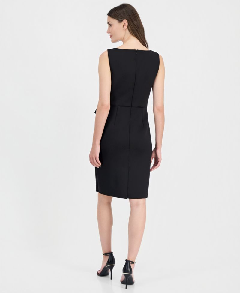 Women's Sleeveless Overlay Scuba Sheath Dress