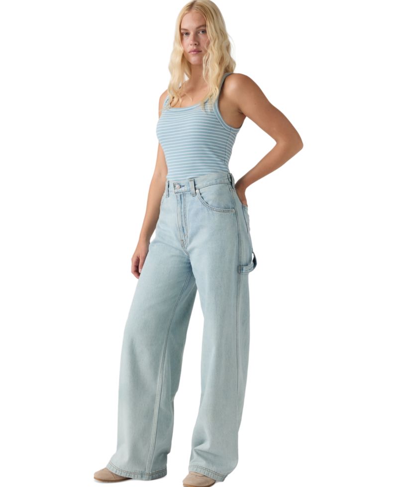 Women's Cinch-Waist Carpenter Lightweight Baggy Jeans