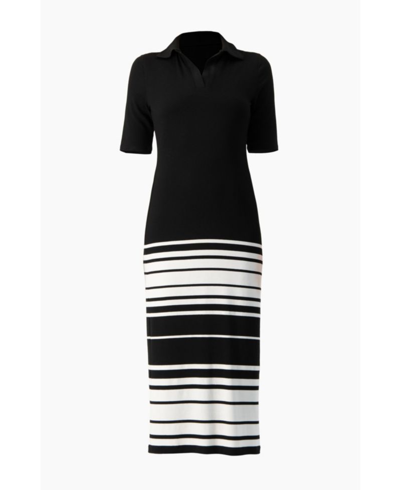 Women's Ribbed-Knit Colorblock-Stripe Fitted Midi Dress