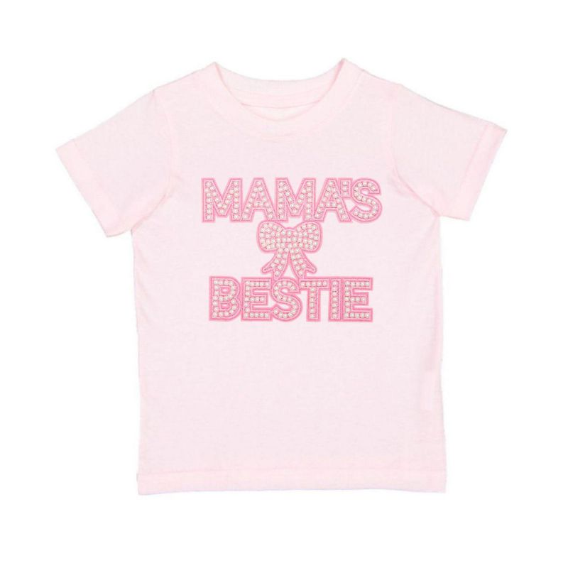 Big Girls Mama's Bestie Pearl Patch Short Sleeve T-Shirt