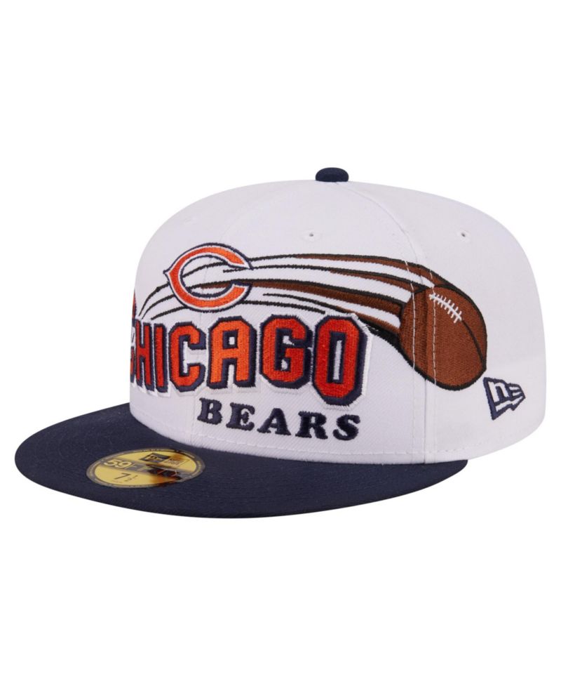 Men's White/Navy Chicago Bears Retro Swoop 59FIFTY Fitted Hat