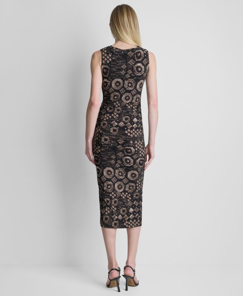 Women's Printed Sleeveless Sheath Midi Dress