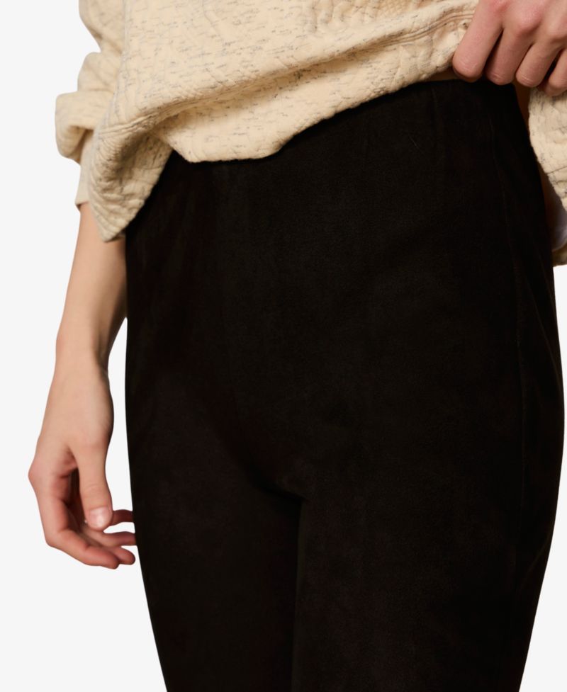 Petite Sashay Faux Suede Flared-Leg Mid-Rise Leggings Pants
