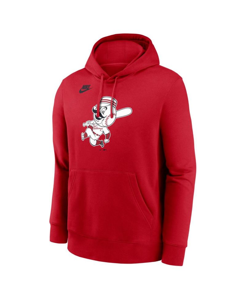Men's Red Cincinnati Reds Cooperstown Collection Logo Club Pullover Hoodie