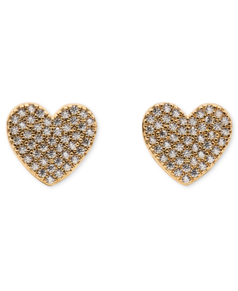 Cubic Zirconia Pave Heart Stud Earrings