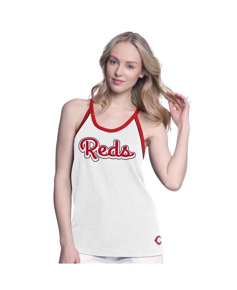Women's White/Red Cincinnati Reds Curveball Tank Top