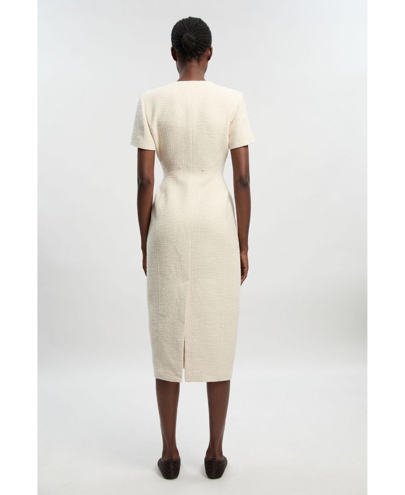 Women's Textured Tweed Tailored Midi Dress