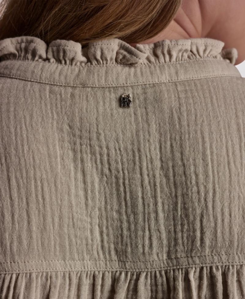 Petite Short Puff-Sleeve Button-Front Shirt