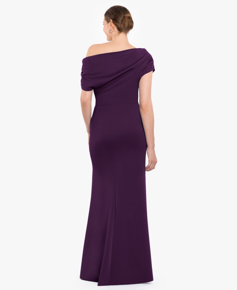 Women's Off-The-Shoulder Ruched Scuba Long Dress