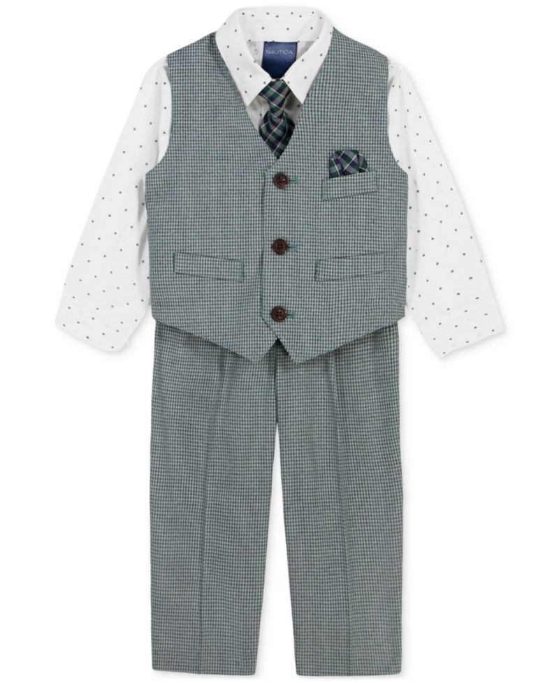 Baby Boys' Long-Sleeve Shirt, Vest, Pants and Tie, 4-Piece Set