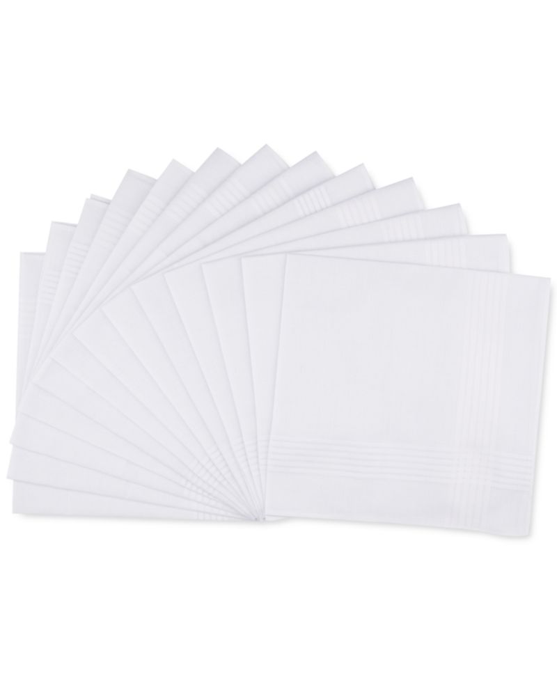 Men’s 13-Pc. White Border-Stripe Handkerchief Set