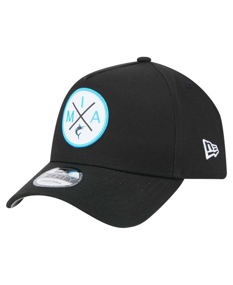 Men's Black Miami Marlins 9FORTY A-Frame Adjustable Hat