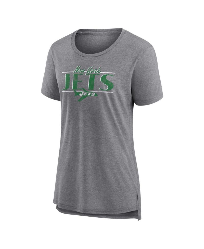 Women's Heather Gray New York Jets Up the Middle Tri-Blend T-Shirt