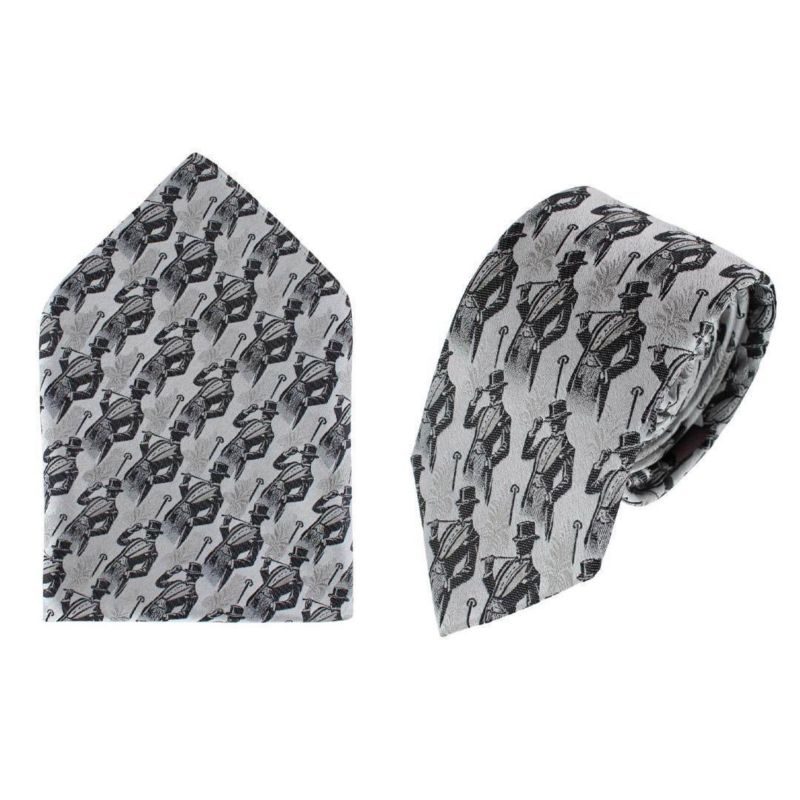 Men's Ambrose Dapper Night Silk Novelty Necktie and Pocket Square Set