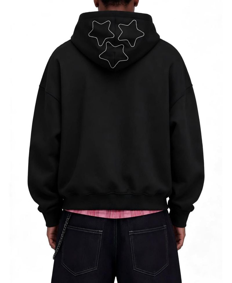 Men's Boxy Rhinestone Star Pullover Hoodie