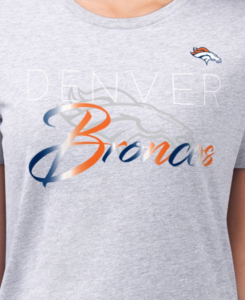 Women's Gray Denver Broncos Super-Slim Fit Lightweight Shadow Logo T-Shirt