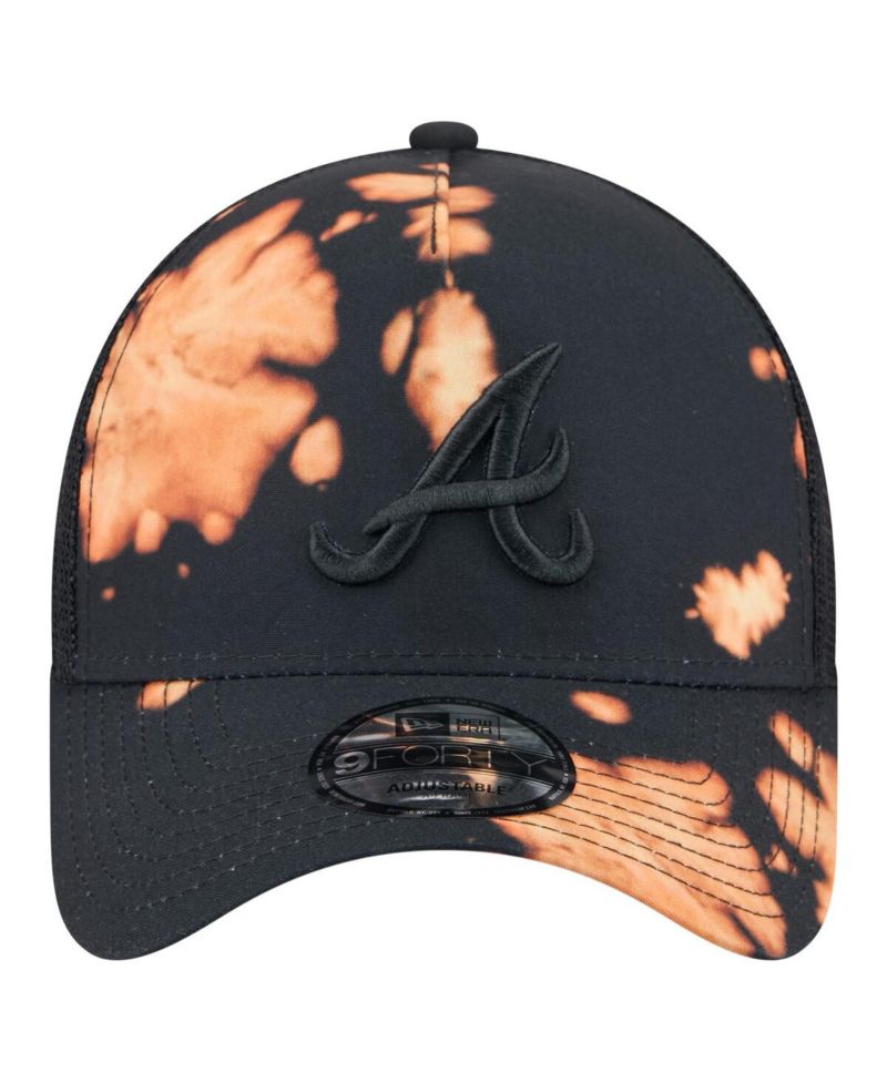 Men's Black Atlanta Braves Bleached A-Frame 9FORTY Adjustable Hat