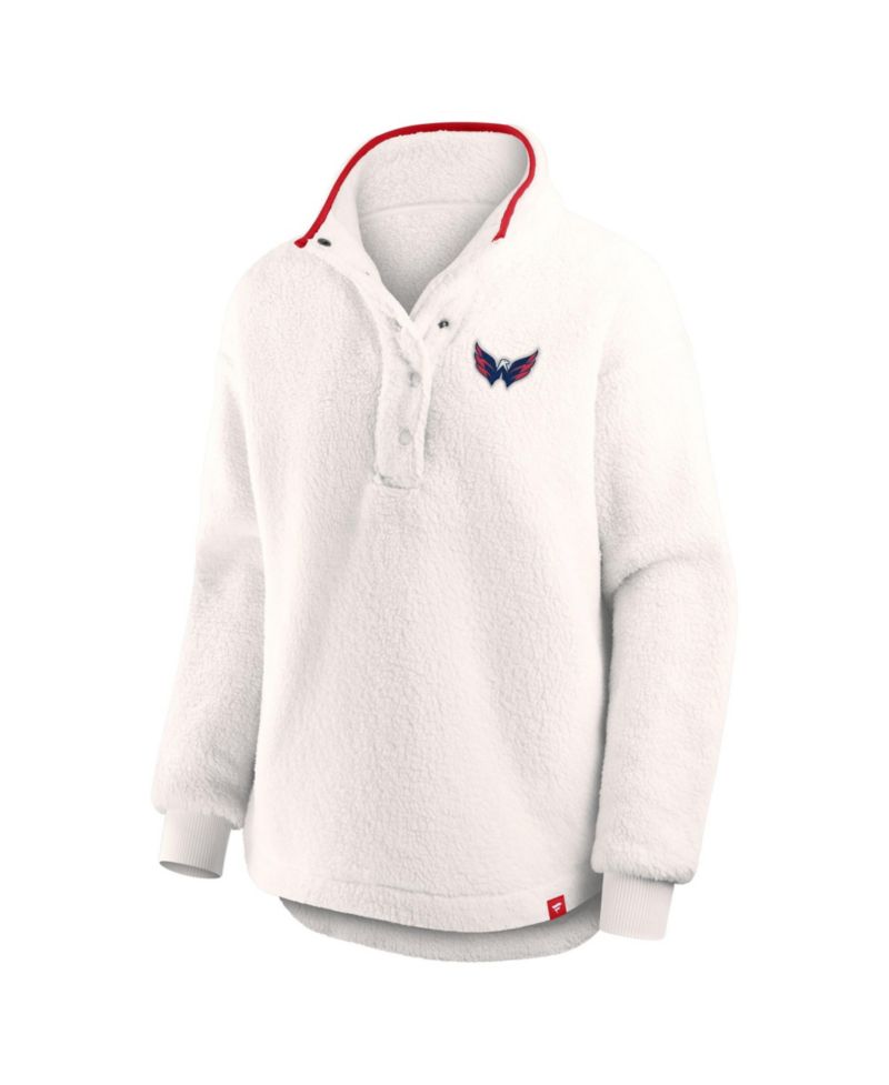Women's White Washington Capitals Rush Sherpa Half-Snap Pullover Sweatshirts