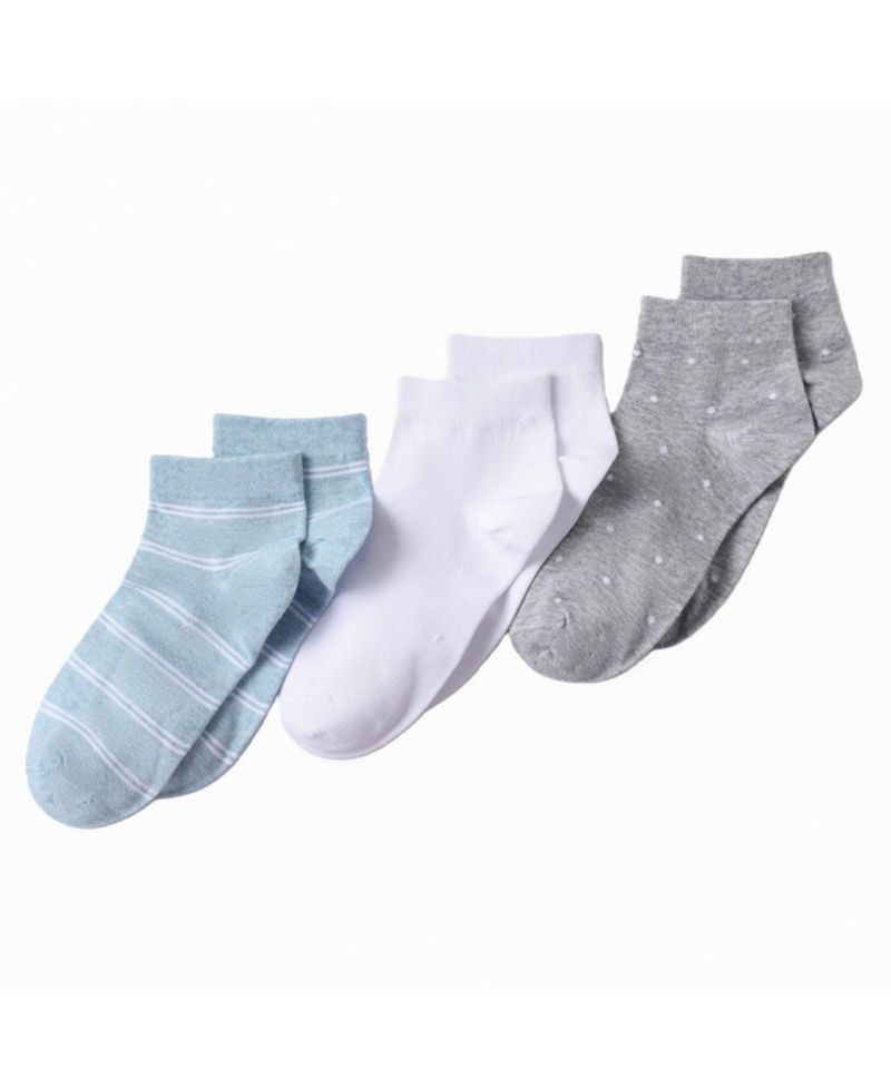 Women's 3-Pack Cotton Stripe and Dot Quarter Socks