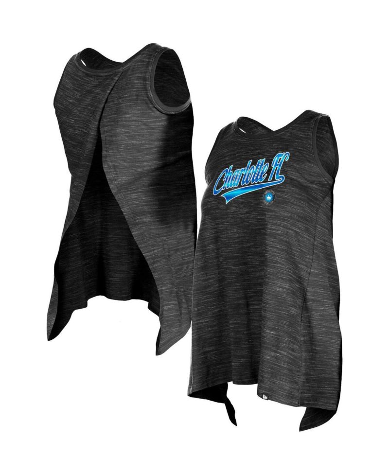 Women's by New Era Black Charlotte FC Athletic Cross Back Tank Top
