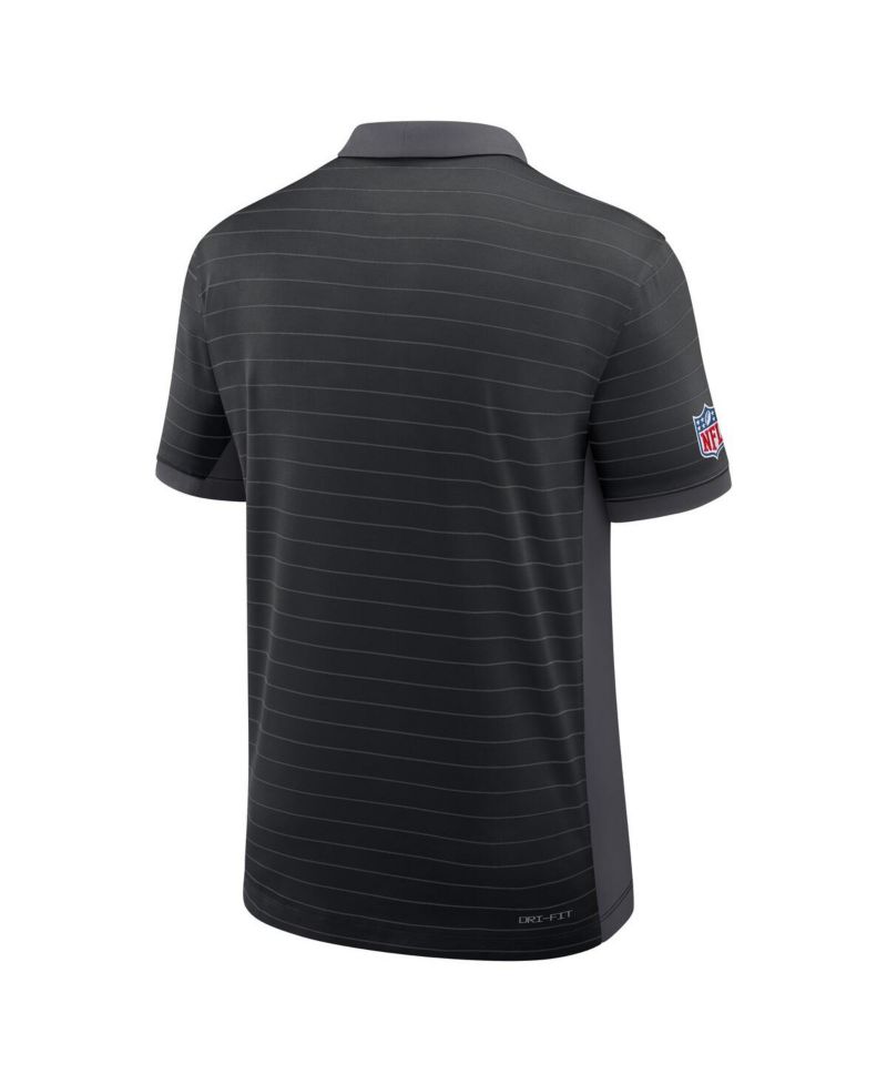 Men's Black Detroit Lions Sideline Victory Stripe Performance Polo Shirt