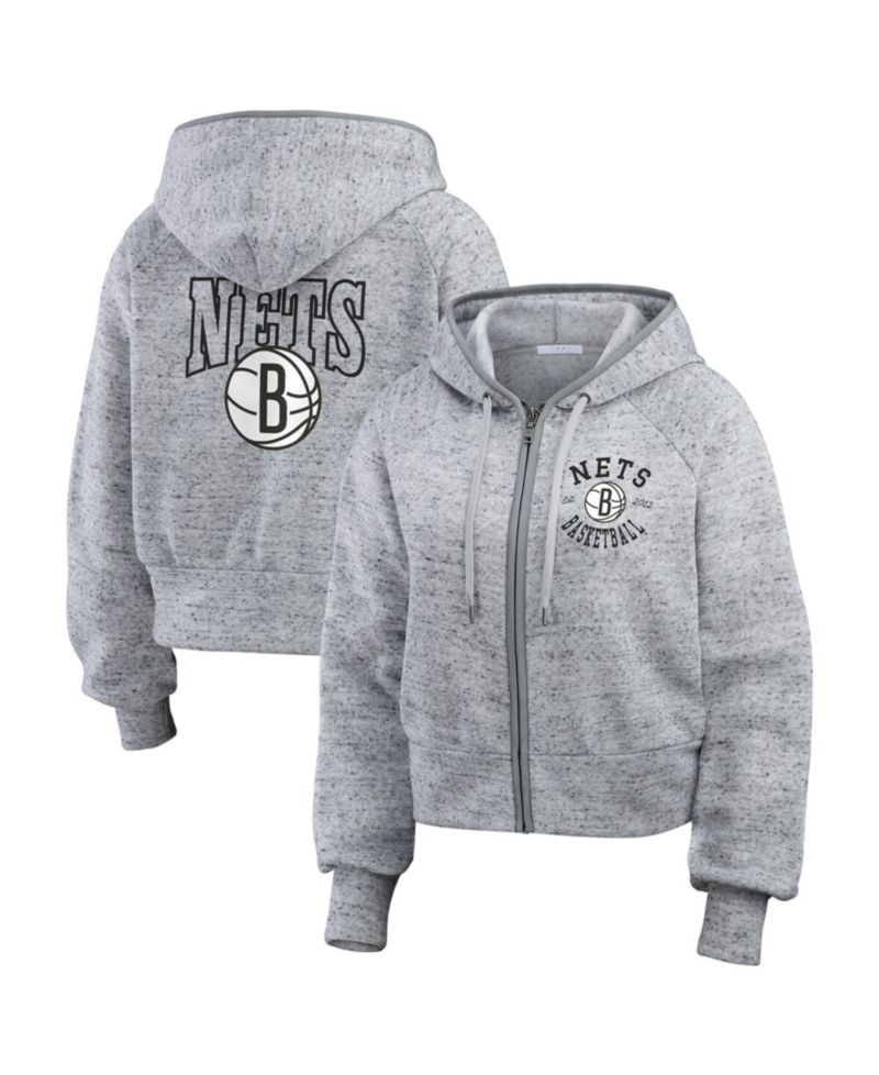 Women's Heather Gray Brooklyn Nets Speckled Radiator Full-Zip Hoodie