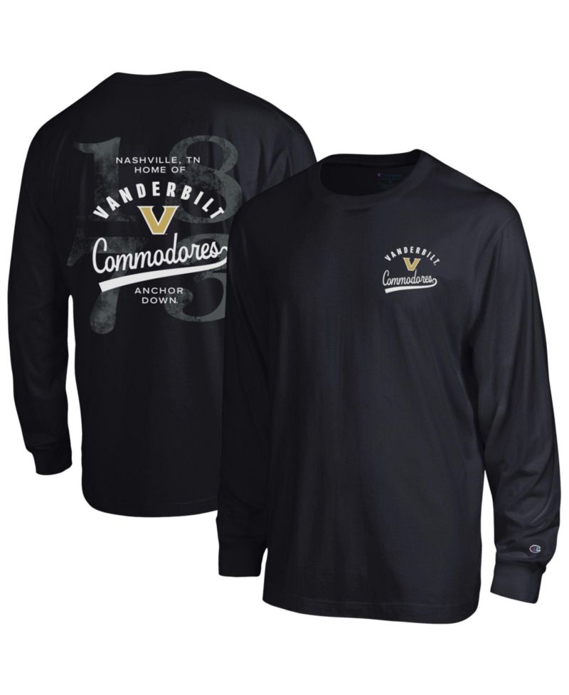 Men's Vanderbilt Commodores Long Sleeve Crewneck Screen Print Graphics T-Shirt