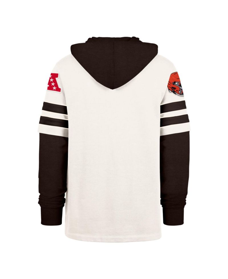 Men's '47 Cream Cleveland Browns Split Zone Cornerback Duo Lacer Hoodie