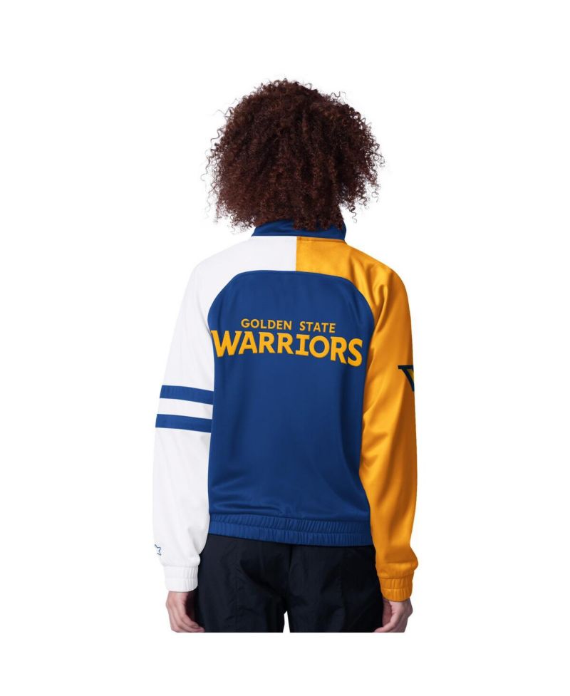 Women's Royal Golden State Warriors Line Up Dolman Raglan Full-Zip Track Jacket