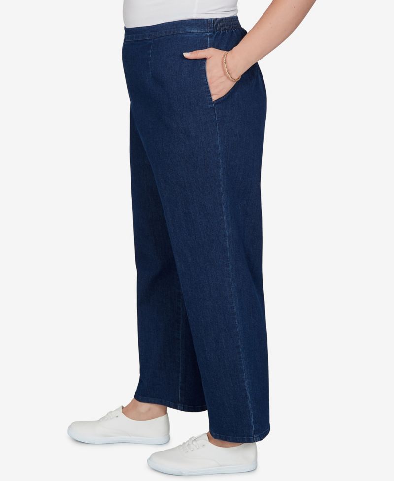 Plus Size Pull-On Mid-Rise Denim Pants