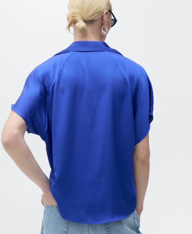 Women's Short-Sleeved Satin Shirt