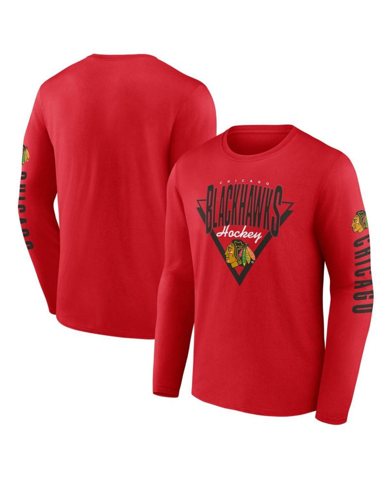 Men's Red Chicago Blackhawks Headline Long Sleeve T-Shirt