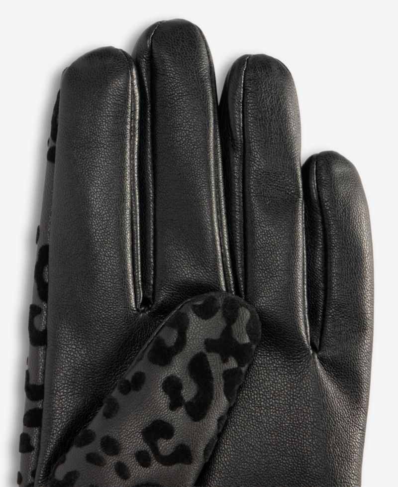 Women's Leopard-Print Flocked Gloves