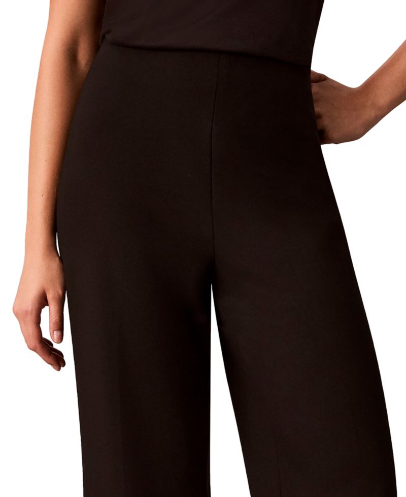 Petite High-Waist Straight-Leg Pull-On Pants