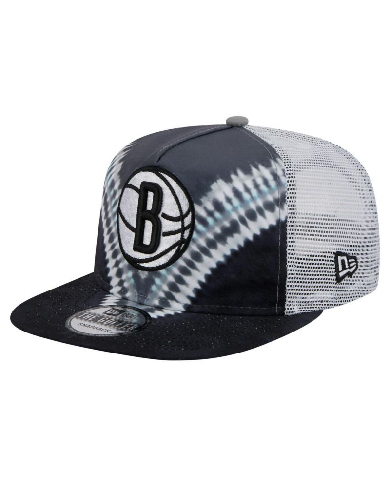 Men's Black/Gray Brooklyn Nets Throwback Dye Golfer Snapback Hat