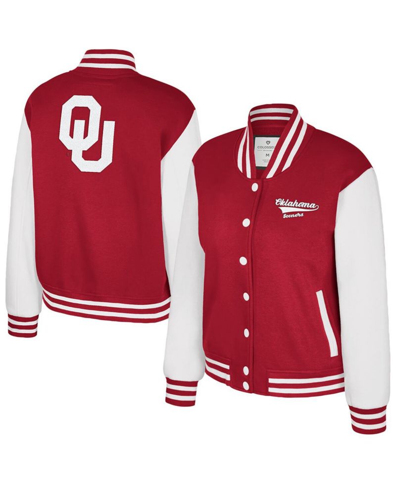 Women's Crimson Oklahoma Sooners French Baguette Full Snap Fleece Jacket