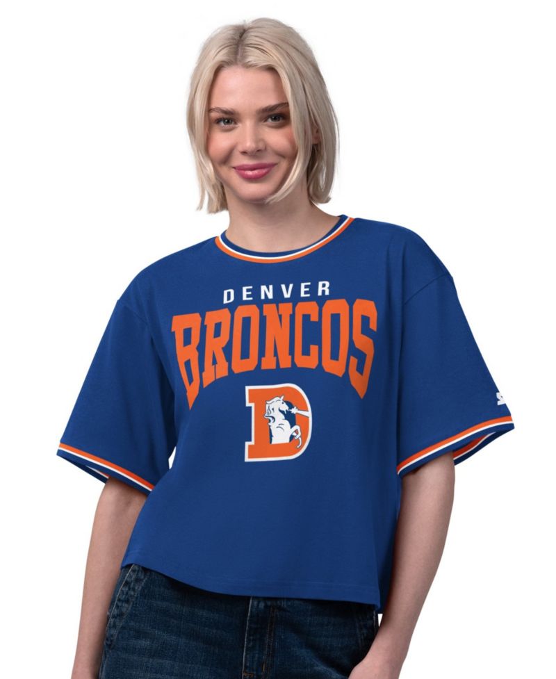 Women's Royal Denver Broncos Ace Cropped T-Shirt