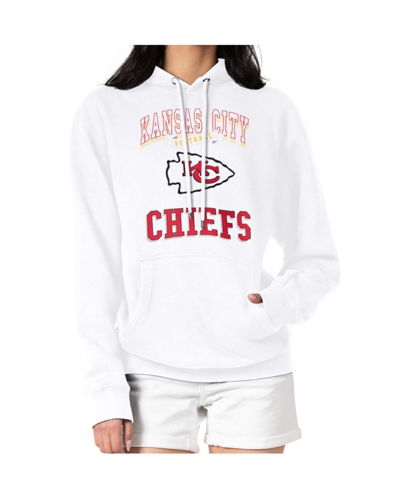 Women's White Kansas City Chiefs Team Logo Graphic Fleece Tri-Blend Pullover Hoodie
