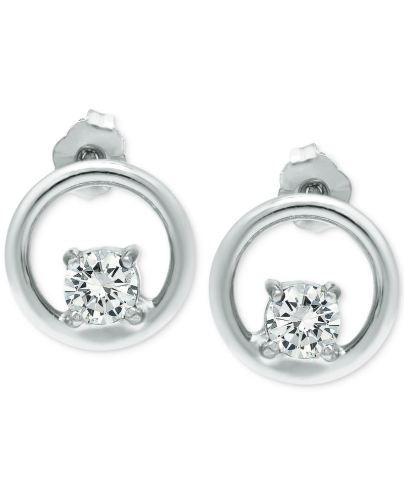 Cubic Zirconia Circle Stud Earrings