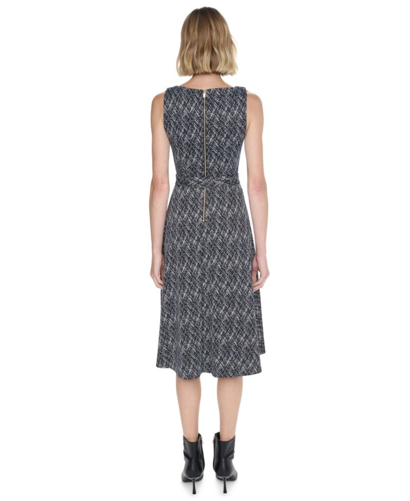 Women's Sleeveless Midi Fit-and-Flare Dress