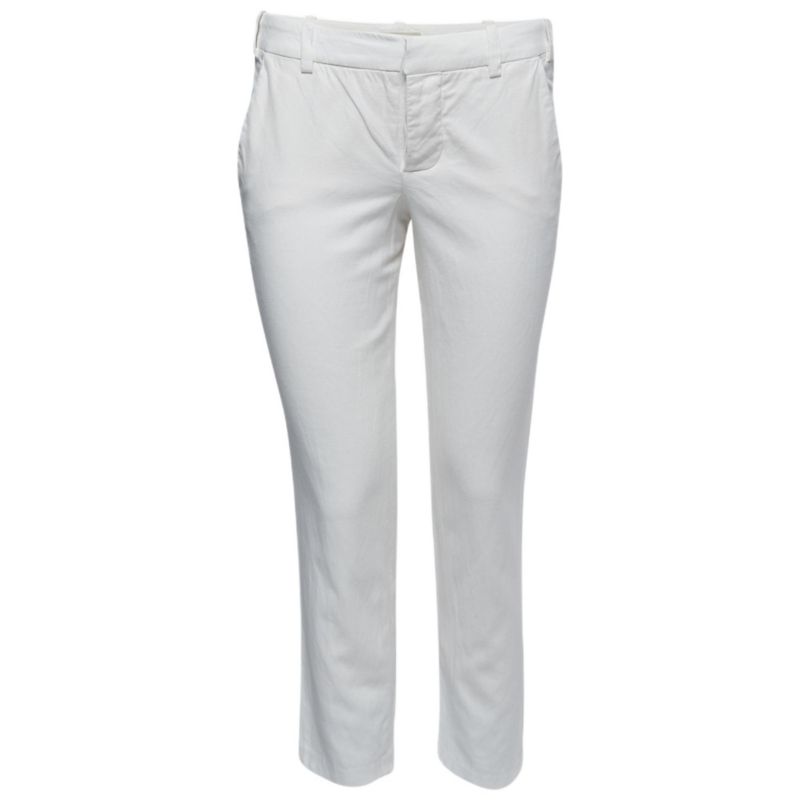 Women's White Cotton Blend Trousers