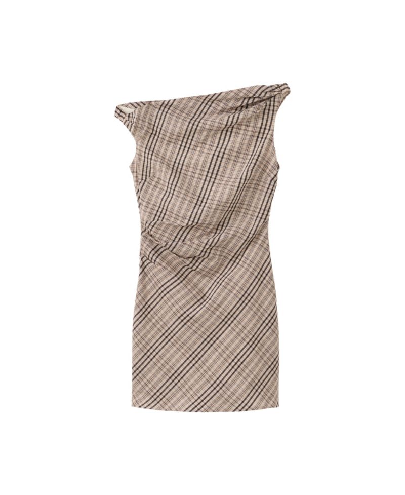 Women's Plaid Mini Asymmetrical Dress