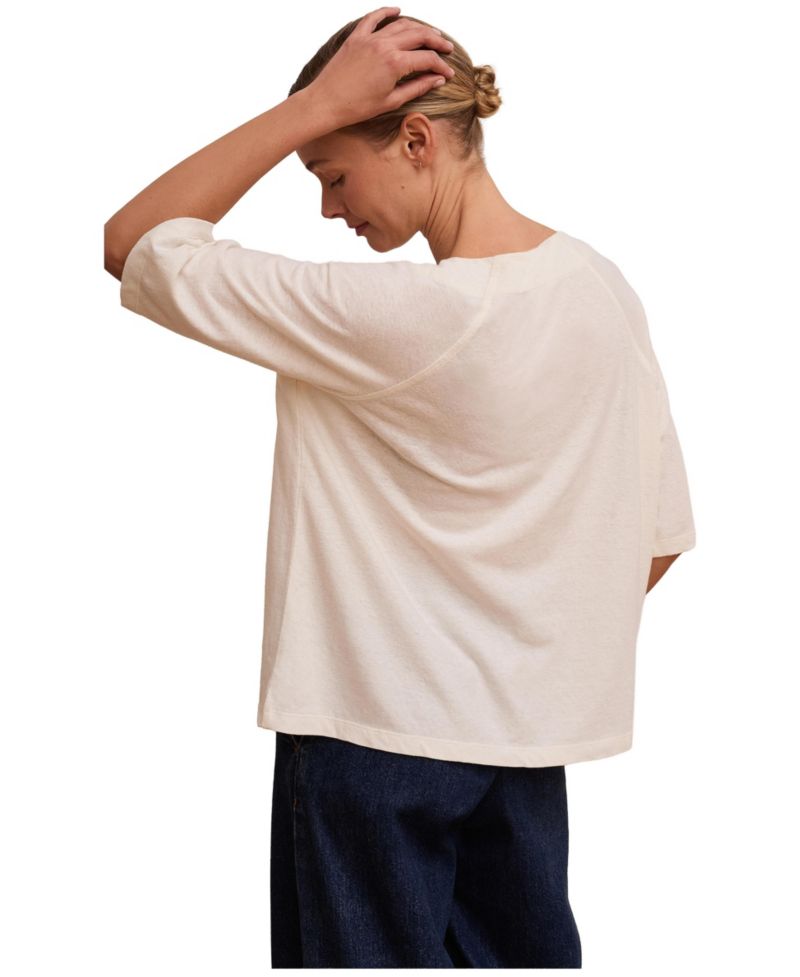 Women's Linen Blend Short Sleeve Swing Top