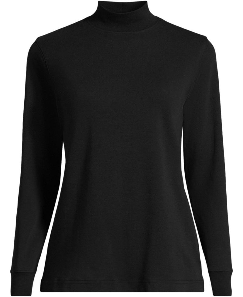 Women's School Uniform Tall Relaxed Cotton Long Sleeve Mock Turtleneck