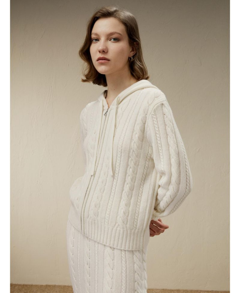 Women's Bela Cable-Knit Wool-Cashmere Blend Hoodie