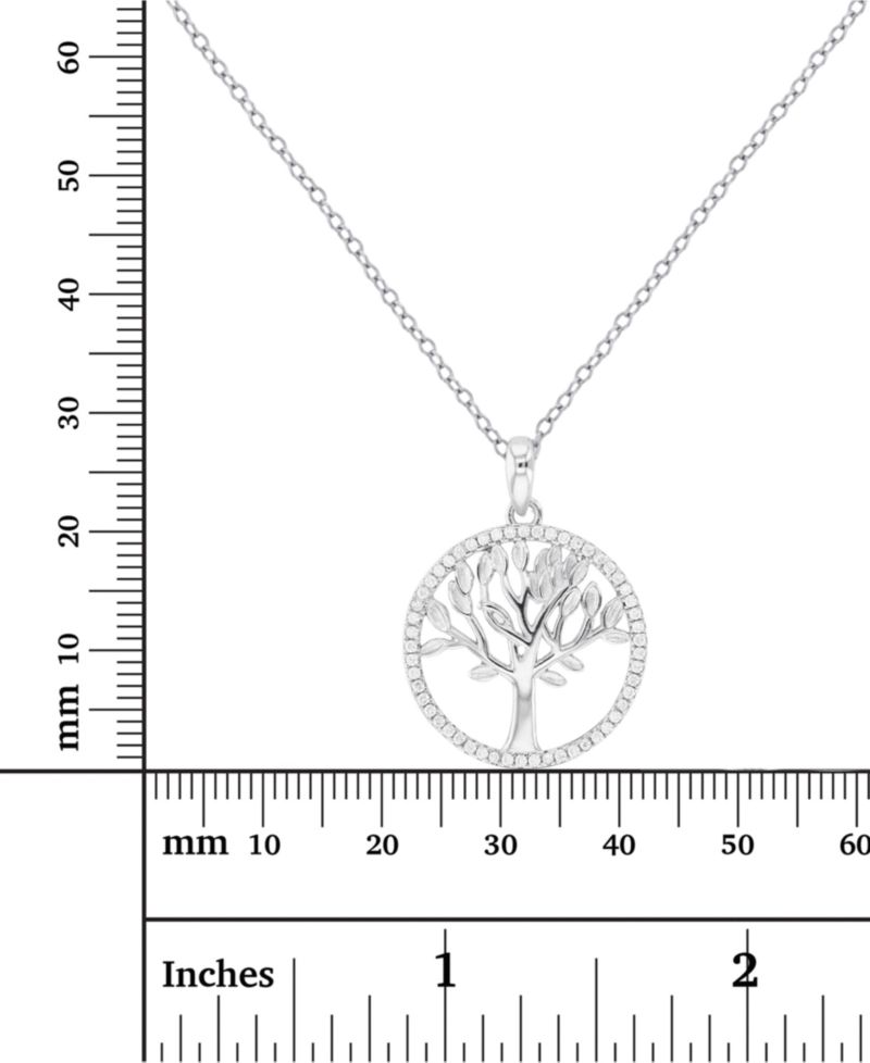 Cubic Zirconia Tree Pendant Necklace in Sterling Silver & 14k Gold-Plate, 16" + 2" extender (Also in Sterling Silver)