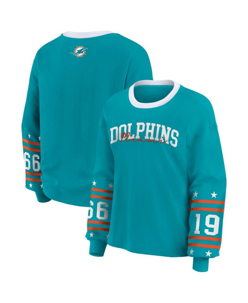 Women's Aqua Miami Dolphins Sport Long-Sleeve T-Shirt