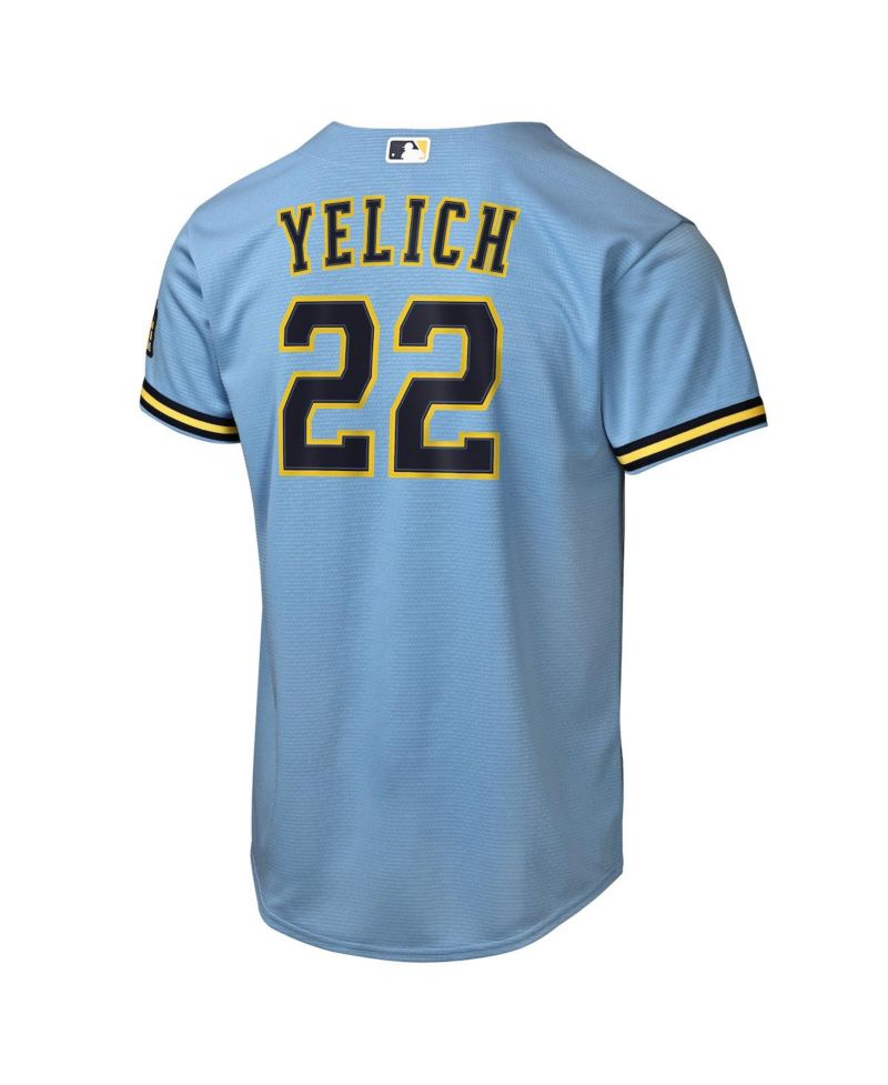 Big Boys and Girls Christian Yelich Powder Blue Milwaukee Brewers Road Stadium Jersey