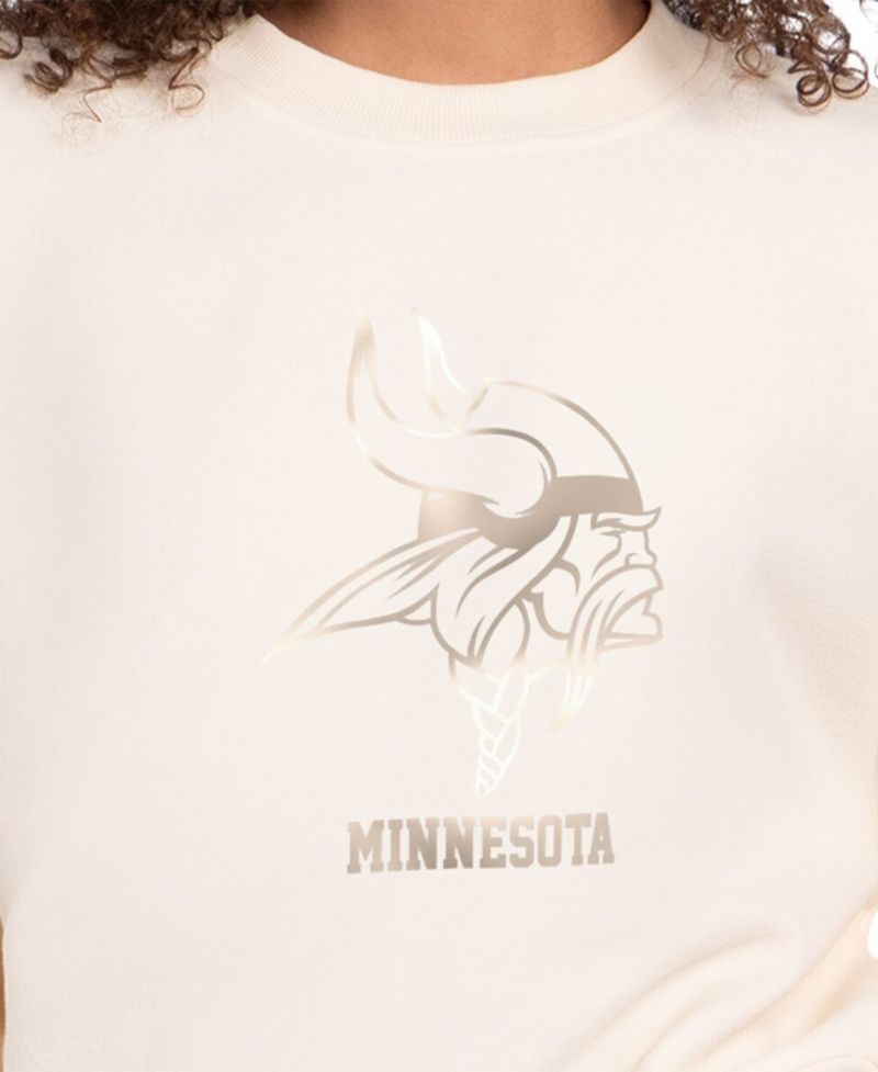 Women's Cream Minnesota Vikings Travel Pastels Boxy Fleece Sweatshirt