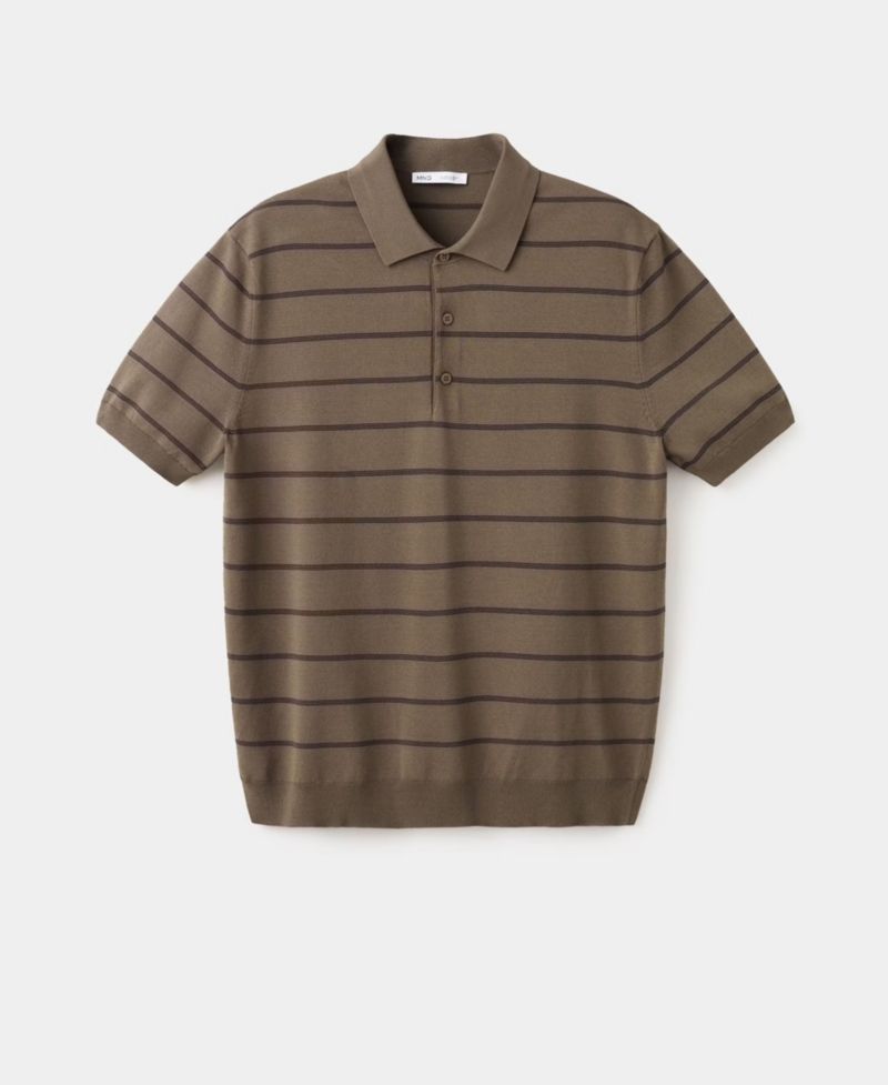 Men's Striped Fine-Knit Polo Shirt